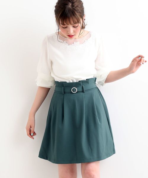 MAJESTIC LEGON(マジェスティックレゴン)の「チュールフラワートップス(Tシャツ/カットソー・レディース・ミント/ラベンダー/アイボリー/ブラック/ピンク・MEDIUM)」の10枚目の写真