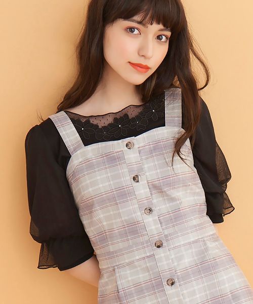 MAJESTIC LEGON(マジェスティックレゴン)の「チュールフラワートップス(Tシャツ/カットソー・レディース・ミント/ラベンダー/アイボリー/ブラック/ピンク・MEDIUM)」の18枚目の写真