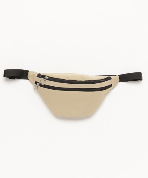 WEGO（ウィゴー）の「WEGO/ダブルZIPウエストバッグ（ボディバッグ/ウエストポーチ・レディース・ブラック/ベージュ・FREE）」の5枚目の写真