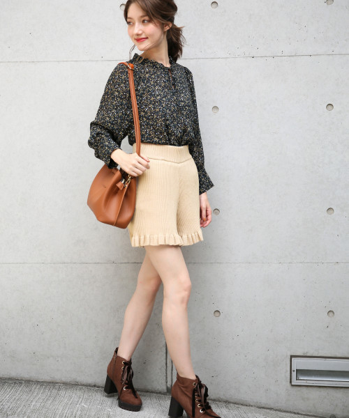 Heather Knit Shorts ニットショートパンツ ブラウン ケーブルニットショートパンツ | [公式]ヘザー（Heather）通販