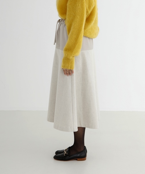 Munich(ミューニック)の「メルトン&ロービングチェックフレアスカート(スカート・レディース・ブラック/ブラウン/グリーン/アイボリー・S)」の5枚目の写真