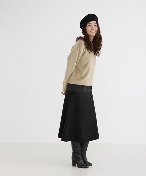 Munich(ミューニック)の「メルトン&ロービングチェックフレアスカート(スカート・レディース・ブラック/ブラウン/グリーン/アイボリー・S)」の12枚目の写真