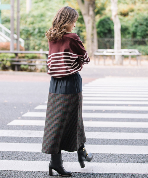 Munich(ミューニック)の「メルトン&ロービングチェックフレアスカート(スカート・レディース・ブラック/ブラウン/グリーン/アイボリー・S)」の17枚目の写真