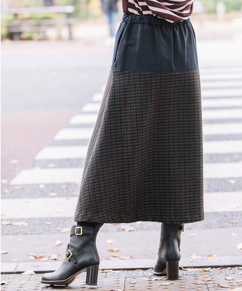 Munich(ミューニック)の「メルトン&ロービングチェックフレアスカート(スカート・レディース・ブラック/ブラウン/グリーン/アイボリー・S)」の18枚目の写真