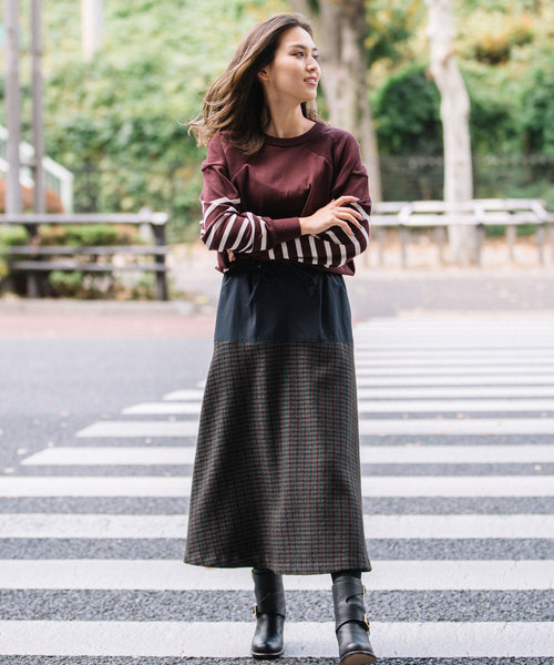 Munich(ミューニック)の「メルトン&ロービングチェックフレアスカート(スカート・レディース・ブラック/ブラウン/グリーン/アイボリー・S)」の19枚目の写真