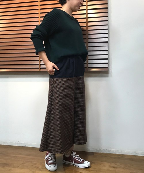 Munich(ミューニック)の「メルトン&ロービングチェックフレアスカート(スカート・レディース・ブラック/ブラウン/グリーン/アイボリー・S)」の22枚目の写真