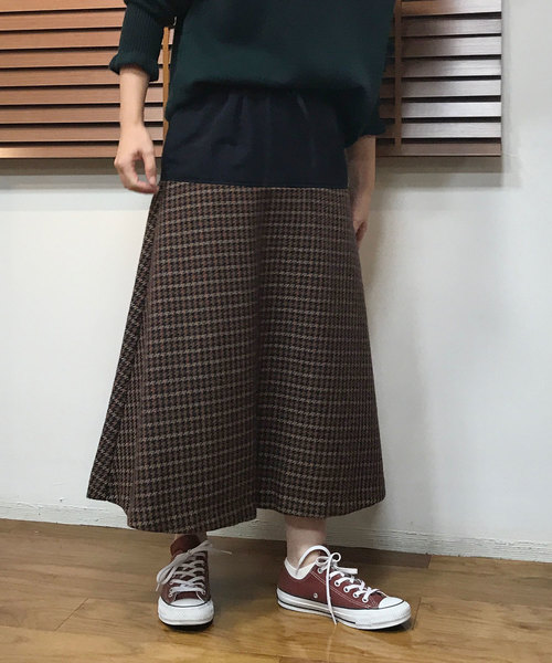 Munich(ミューニック)の「メルトン&ロービングチェックフレアスカート(スカート・レディース・ブラック/ブラウン/グリーン/アイボリー・S)」の21枚目の写真
