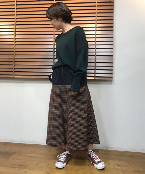 Munich(ミューニック)の「メルトン&ロービングチェックフレアスカート(スカート・レディース・ブラック/ブラウン/グリーン/アイボリー・S)」の20枚目の写真