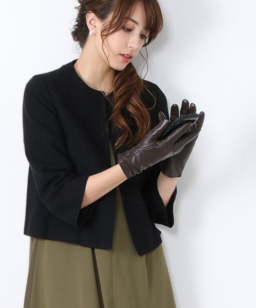 sankyo shokai（サンキョウショウカイ）の「ラムレザー スマホ対応 手袋（手袋・レディース・ブラック/ダークブラウン/キャメル/ボルドー/アイボリー・FREE）」の10枚目の写真