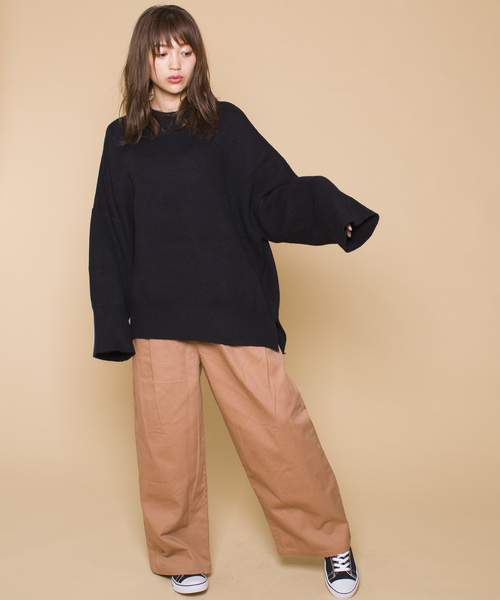 LUGG NAGG(ラグナグ)の「【Jewelobe/ ジュエローブ】サイドスリット ワイドニット プルオーバー(ニット/セーター・レディース・ブラック/ネイビー/グレー/グリーン・FREE)」の15枚目の写真