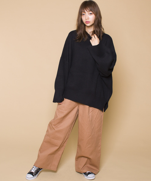 LUGG NAGG(ラグナグ)の「【Jewelobe/ ジュエローブ】サイドスリット ワイドニット プルオーバー(ニット/セーター・レディース・ブラック/ネイビー/グレー/グリーン・FREE)」の17枚目の写真