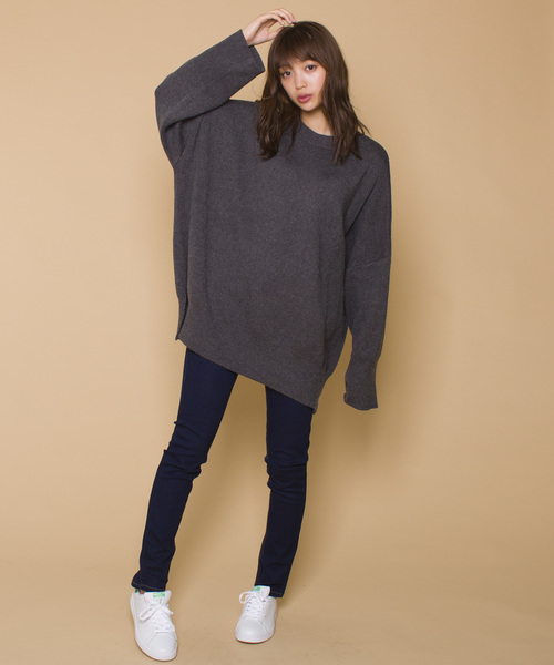LUGG NAGG(ラグナグ)の「【Jewelobe/ ジュエローブ】サイドスリット ワイドニット プルオーバー(ニット/セーター・レディース・ブラック/ネイビー/グレー/グリーン・FREE)」の13枚目の写真