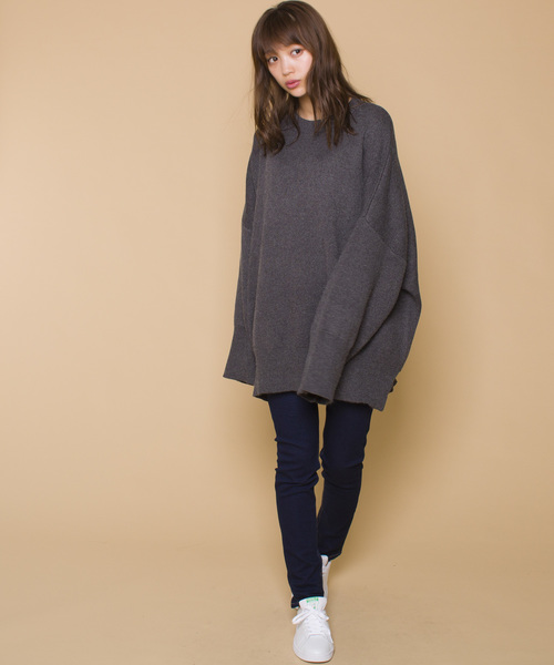 LUGG NAGG(ラグナグ)の「【Jewelobe/ ジュエローブ】サイドスリット ワイドニット プルオーバー(ニット/セーター・レディース・ブラック/ネイビー/グレー/グリーン・FREE)」の20枚目の写真