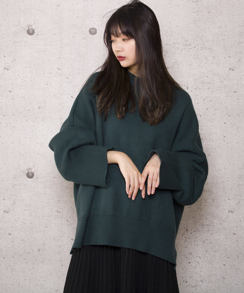 LUGG NAGG(ラグナグ)の「【Jewelobe/ ジュエローブ】サイドスリット ワイドニット プルオーバー(ニット/セーター・レディース・ブラック/ネイビー/グレー/グリーン・FREE)」の8枚目の写真