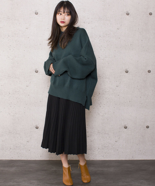 LUGG NAGG(ラグナグ)の「【Jewelobe/ ジュエローブ】サイドスリット ワイドニット プルオーバー(ニット/セーター・レディース・ブラック/ネイビー/グレー/グリーン・FREE)」の16枚目の写真