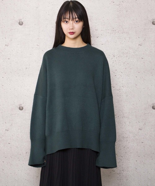LUGG NAGG(ラグナグ)の「【Jewelobe/ ジュエローブ】サイドスリット ワイドニット プルオーバー(ニット/セーター・レディース・ブラック/ネイビー/グレー/グリーン・FREE)」の18枚目の写真