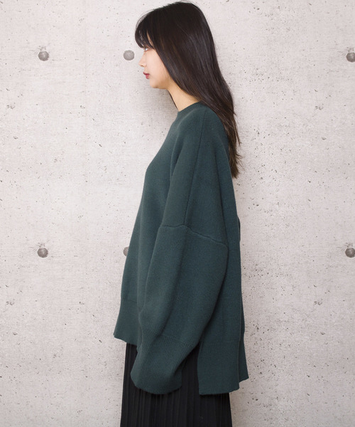 LUGG NAGG(ラグナグ)の「【Jewelobe/ ジュエローブ】サイドスリット ワイドニット プルオーバー(ニット/セーター・レディース・ブラック/ネイビー/グレー/グリーン・FREE)」の6枚目の写真