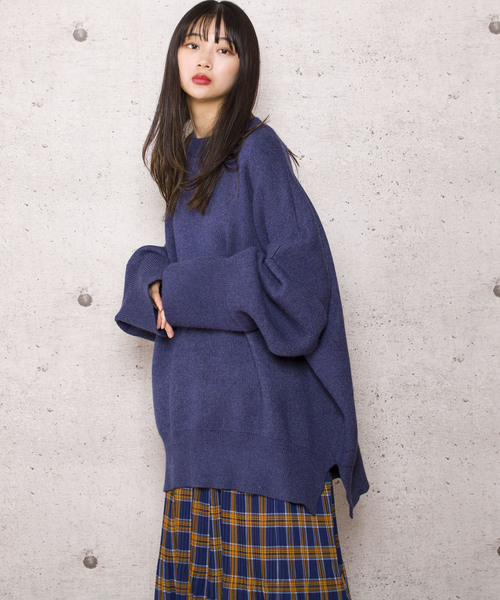 LUGG NAGG(ラグナグ)の「【Jewelobe/ ジュエローブ】サイドスリット ワイドニット プルオーバー(ニット/セーター・レディース・ブラック/ネイビー/グレー/グリーン・FREE)」の21枚目の写真