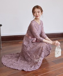 ❤︎‬大人気❤︎ 新品ハイウエストレースワンピース オケージョン ピンクベージュ Ｓ fu-633_thumbnail.jpg