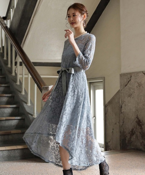 セール】総レースワンピースドレス結婚式ワンピースパーティー