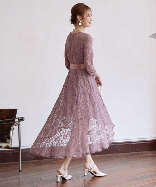 セール】総レースワンピースドレス結婚式ワンピースパーティー