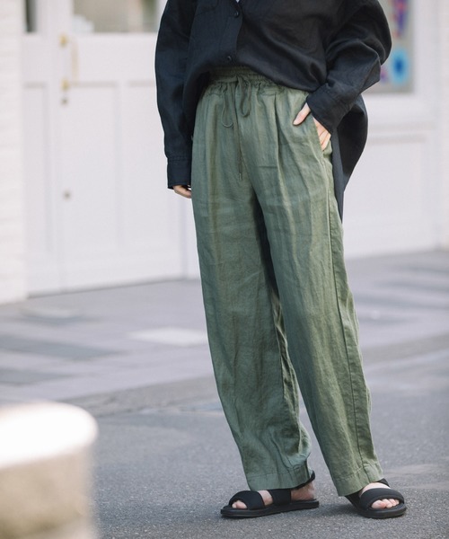 Munich（ミューニック）の「40sフレンチリネンイージーパンツ（その他パンツ・レディース・ブラック/ネイビー/ナチュラル/カーキ/ブラウン/ダークグレー/モカ・S/M/XS）」の6枚目の写真