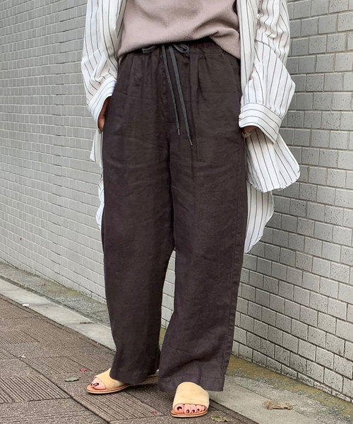 Munich（ミューニック）の「40sフレンチリネンイージーパンツ（その他パンツ・レディース・ブラック/ネイビー/ナチュラル/カーキ/ブラウン/ダークグレー/モカ・S/M/XS）」の3枚目の写真
