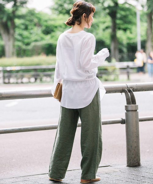 Munich（ミューニック）の「40sフレンチリネンイージーパンツ（その他パンツ・レディース・ブラック/ネイビー/ナチュラル/カーキ/ブラウン/ダークグレー/モカ・S/M/XS）」の13枚目の写真