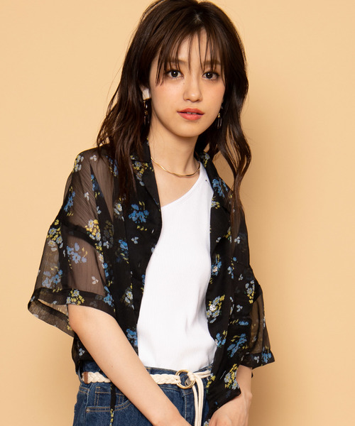 WEGO(ウィゴー)の「DISPARK/シアーフラワードロスト開襟シャツ(シャツ/ブラウス・レディース・その他1/その他2・FREE)」の2枚目の写真