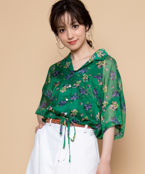 WEGO(ウィゴー)の「DISPARK/シアーフラワードロスト開襟シャツ(シャツ/ブラウス・レディース・その他1/その他2・FREE)」の1枚目の写真