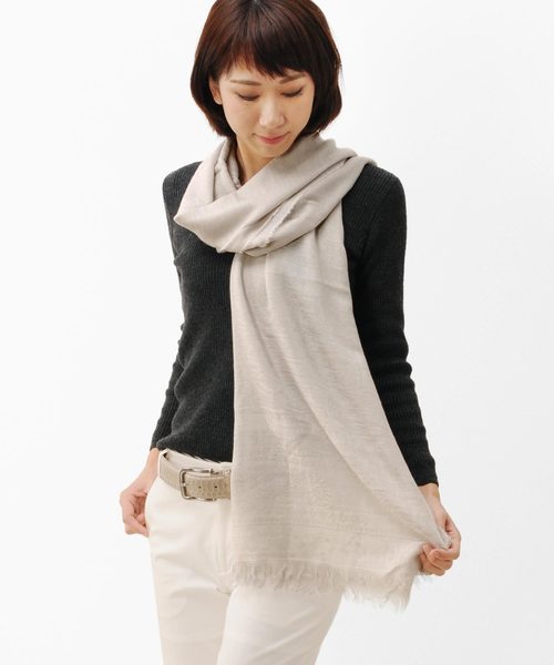 Filomo（フィローモ）の「[Filomo]カシミヤ100％ジャガードストール（ストール/ショール・レディース・アイボリー・FREE）」の3枚目の写真