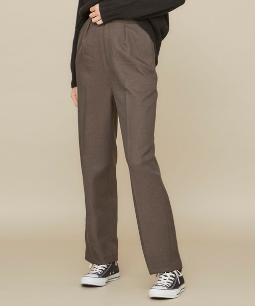 STUDIOUS（ステュディオス）の「【STUDIOUS】センタープレスツイル ストレートパンツ（その他パンツ・レディース・ベージュ/ブラウン/ダークパープル・2/1）」の2枚目の写真