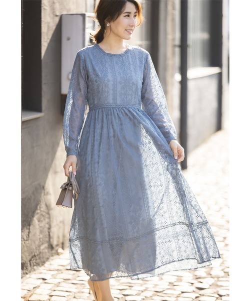 ワンピース 高田麻紀子さんコラボ 刺繍レースマキシワンピース ワンピース Nostalgia アンドドットノスタルジア のファッション