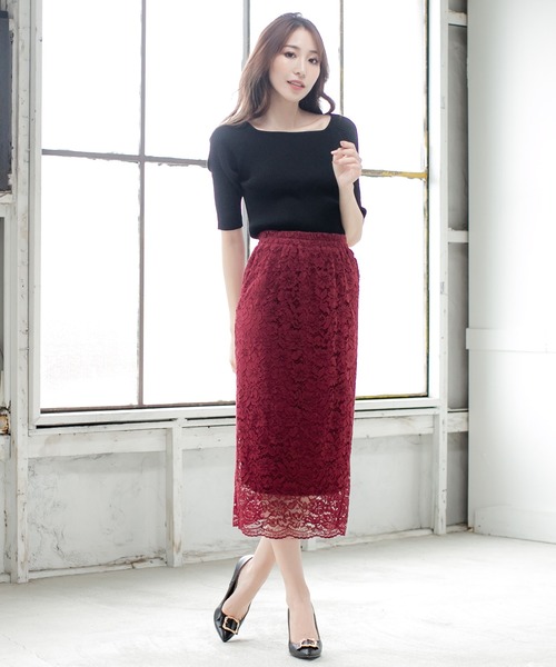 Julia Boutique(ジュリアブティック)の「スクエアネックニット/510595M(ニット/セーター・レディース・ホワイト/ベージュ/ブラック/ピンク/モカ/ネイビー/グレー・ONE)」の9枚目の写真