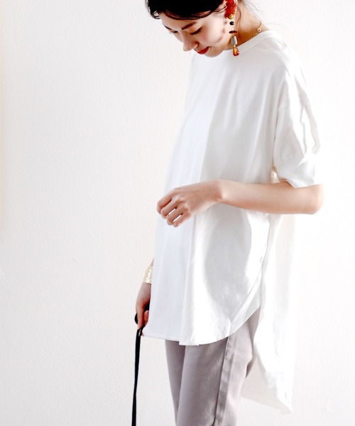 classicalelf(クラシカルエルフ)の「キッズ バックヘンリーネック無地ロングチュニックTシャツ(Tシャツ/カットソー・キッズ・ブラウン/ブラック/ホワイト/ベージュ/パープル・130/140/150/120/110)」の9枚目の写真