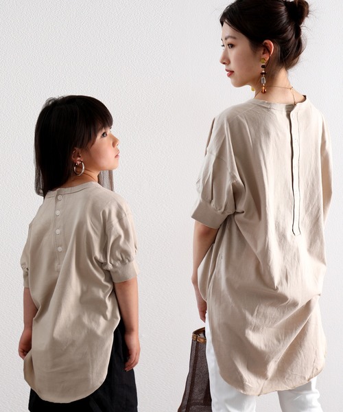 classicalelf(クラシカルエルフ)の「キッズ バックヘンリーネック無地ロングチュニックTシャツ(Tシャツ/カットソー・キッズ・ブラウン/ブラック/ホワイト/ベージュ/パープル・130/140/150/120/110)」の11枚目の写真