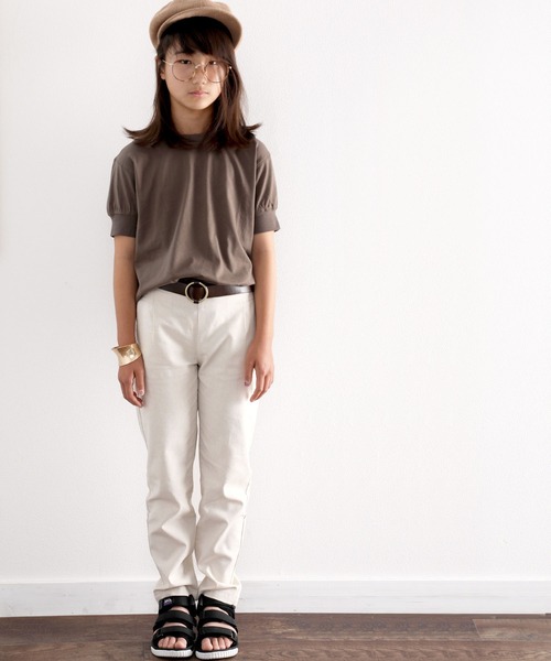 classicalelf(クラシカルエルフ)の「キッズ バックヘンリーネック無地ロングチュニックTシャツ(Tシャツ/カットソー・キッズ・ブラウン/ブラック/ホワイト/ベージュ/パープル・130/140/150/120/110)」の19枚目の写真