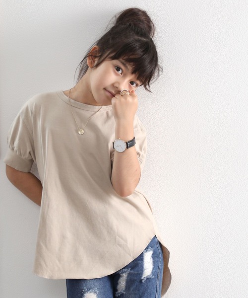 classicalelf(クラシカルエルフ)の「キッズ バックヘンリーネック無地ロングチュニックTシャツ(Tシャツ/カットソー・キッズ・ブラウン/ブラック/ホワイト/ベージュ/パープル・130/140/150/120/110)」の14枚目の写真