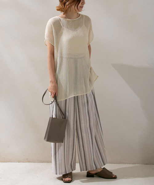 rectangle（レクタングル）の「シアープリーツトップス×キャミセット（キャミソール・レディース・ブルー/グリーン/アイボリー/モカ・FREE）」の5枚目の写真