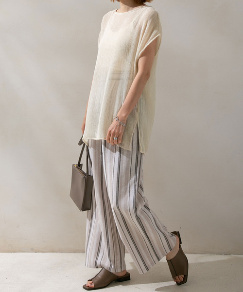 rectangle（レクタングル）の「シアープリーツトップス×キャミセット（キャミソール・レディース・ブルー/グリーン/アイボリー/モカ・FREE）」の6枚目の写真