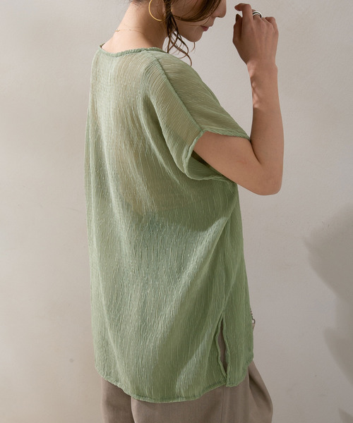 rectangle（レクタングル）の「シアープリーツトップス×キャミセット（キャミソール・レディース・ブルー/グリーン/アイボリー/モカ・FREE）」の7枚目の写真