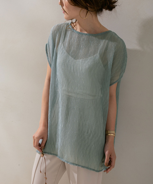 rectangle（レクタングル）の「シアープリーツトップス×キャミセット（キャミソール・レディース・ブルー/グリーン/アイボリー/モカ・FREE）」の9枚目の写真