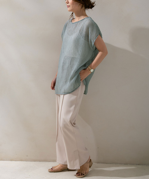 rectangle（レクタングル）の「シアープリーツトップス×キャミセット（キャミソール・レディース・ブルー/グリーン/アイボリー/モカ・FREE）」の10枚目の写真