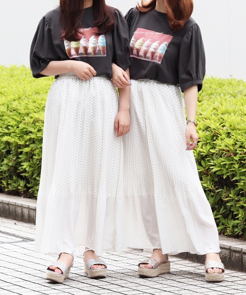 PairPair(ペアペア)の「アイスクリームフォトT(Tシャツ/カットソー・レディース・ライトブルー/オフホワイト/ラベンダー/スミクロ・FREE)」の22枚目の写真