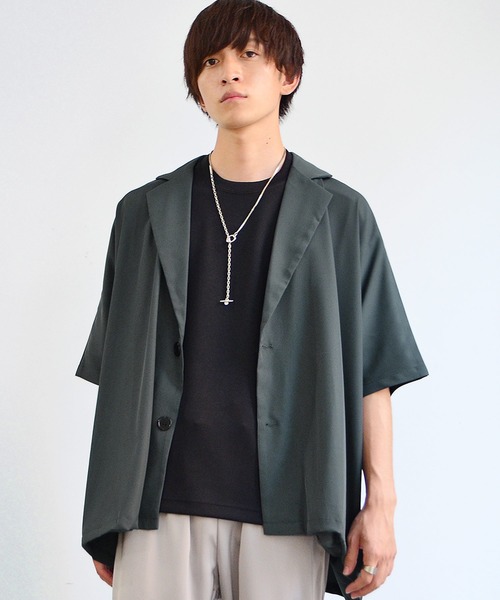 MinoriTY（マイノリティ）の「【MinoriTY】とろみ素材ビッグドルマンテーラードジャケット メンズ ライトアウター オーバーサイズ ビッグシルエット ルーズフィット 夏服（テーラードジャケット・メンズ・ベージュ/グレー/ブラウン/チャコール/グレイッシュベージュ/ライトブルーグレー/チャコールグレー/ダークグリーン/ライトベージュ/ダークブルー・M/L/S）」の5枚目の写真