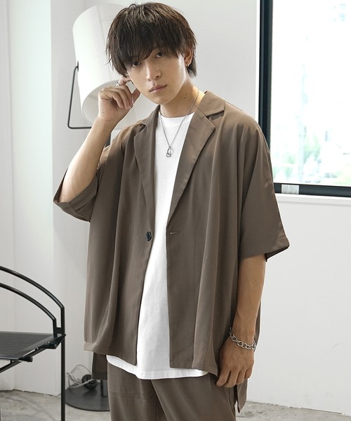 MinoriTY】とろみ素材ビッグドルマンテーラードジャケット メンズ