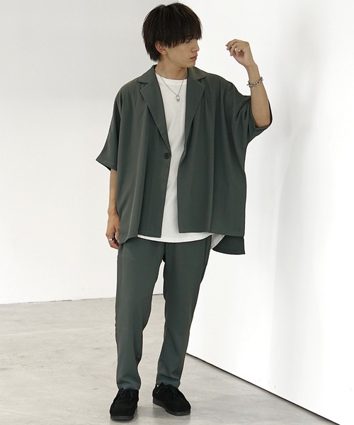 MinoriTY】とろみ素材ビッグドルマンテーラードジャケット メンズ