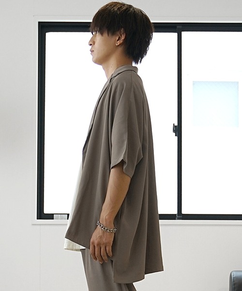 MinoriTY】とろみ素材ビッグドルマンテーラードジャケット メンズ