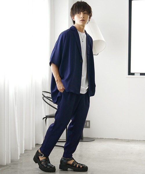 MinoriTY（マイノリティ）の「【MinoriTY】とろみ素材ビッグドルマンテーラードジャケット メンズ ライトアウター オーバーサイズ ビッグシルエット ルーズフィット 夏服（テーラードジャケット・メンズ・ベージュ/グレー/ブラウン/チャコール/グレイッシュベージュ/ライトブルーグレー/チャコールグレー/ダークグリーン/ライトベージュ/ダークブルー・M/L/S）」の15枚目の写真