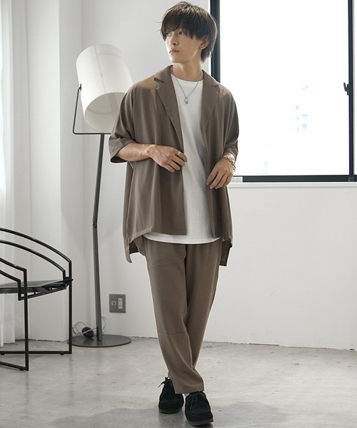 MinoriTY（マイノリティ）の「【MinoriTY】とろみ素材ビッグドルマンテーラードジャケット メンズ ライトアウター オーバーサイズ ビッグシルエット ルーズフィット 夏服（テーラードジャケット・メンズ・ベージュ/グレー/ブラウン/チャコール/グレイッシュベージュ/ライトブルーグレー/チャコールグレー/ダークグリーン/ライトベージュ/ダークブルー・M/L/S）」の20枚目の写真